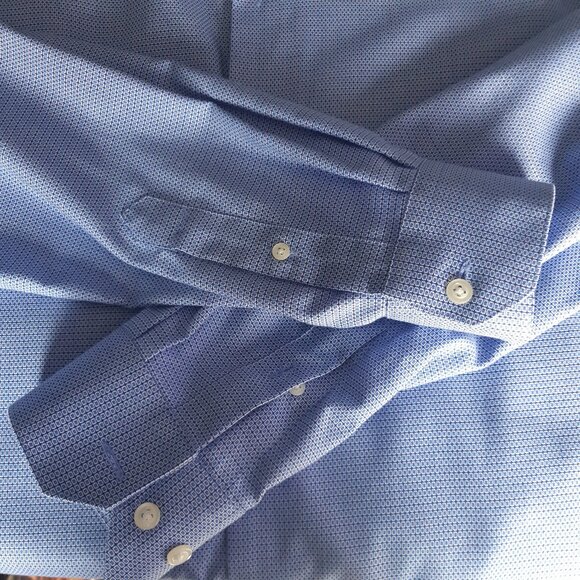 Alfred Sung SZ 16 100% Cotton Blue with White Men's Button Up Dress Shirt - Picture 5 of 14
